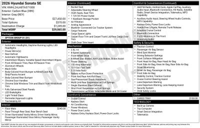 2026 Hyundai SONATA SE