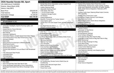 2026 Hyundai SONATA SEL Sport
