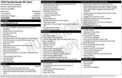 2026 Hyundai SONATA SEL Sport