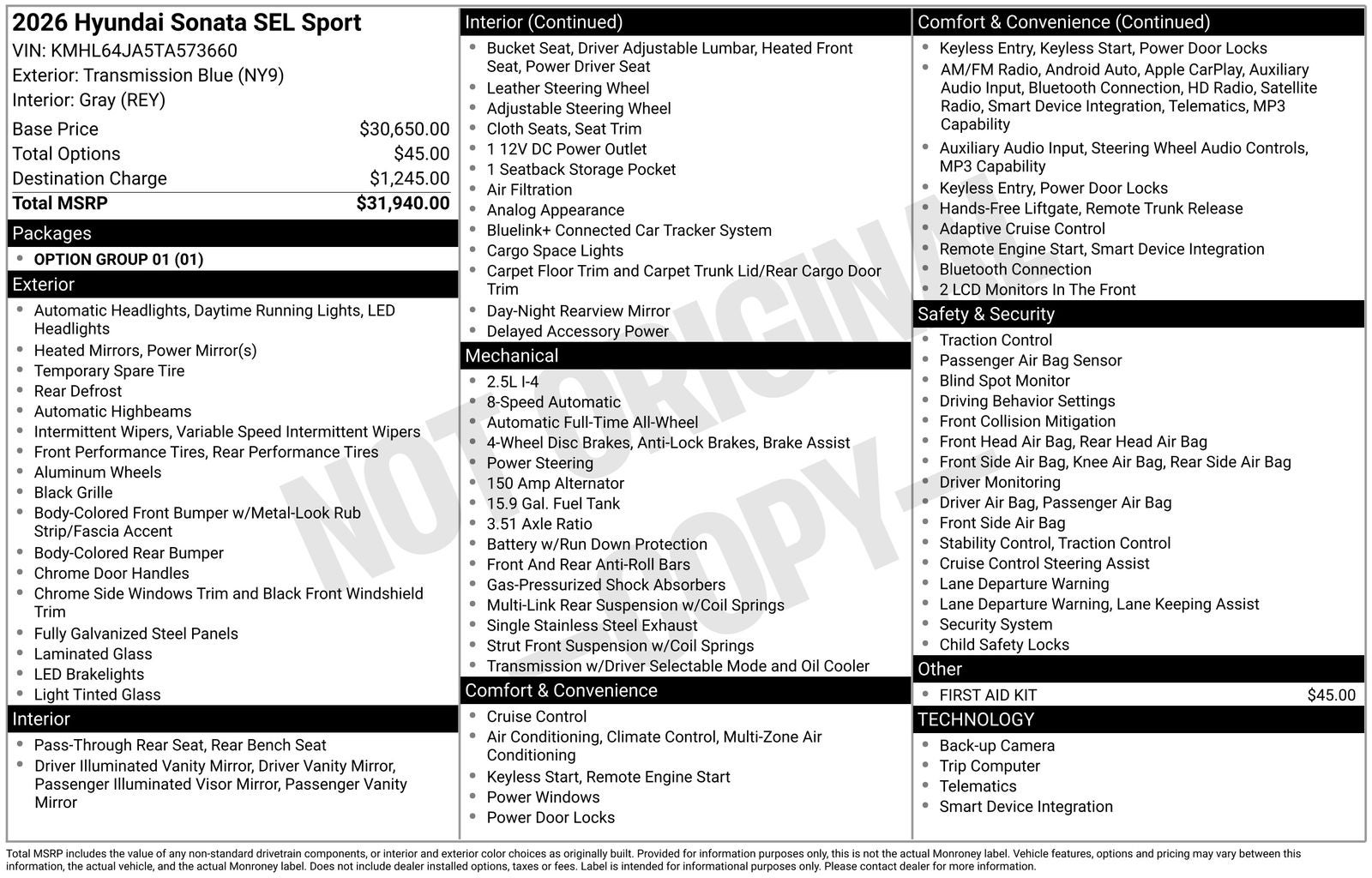 2026 Hyundai SONATA SEL Sport