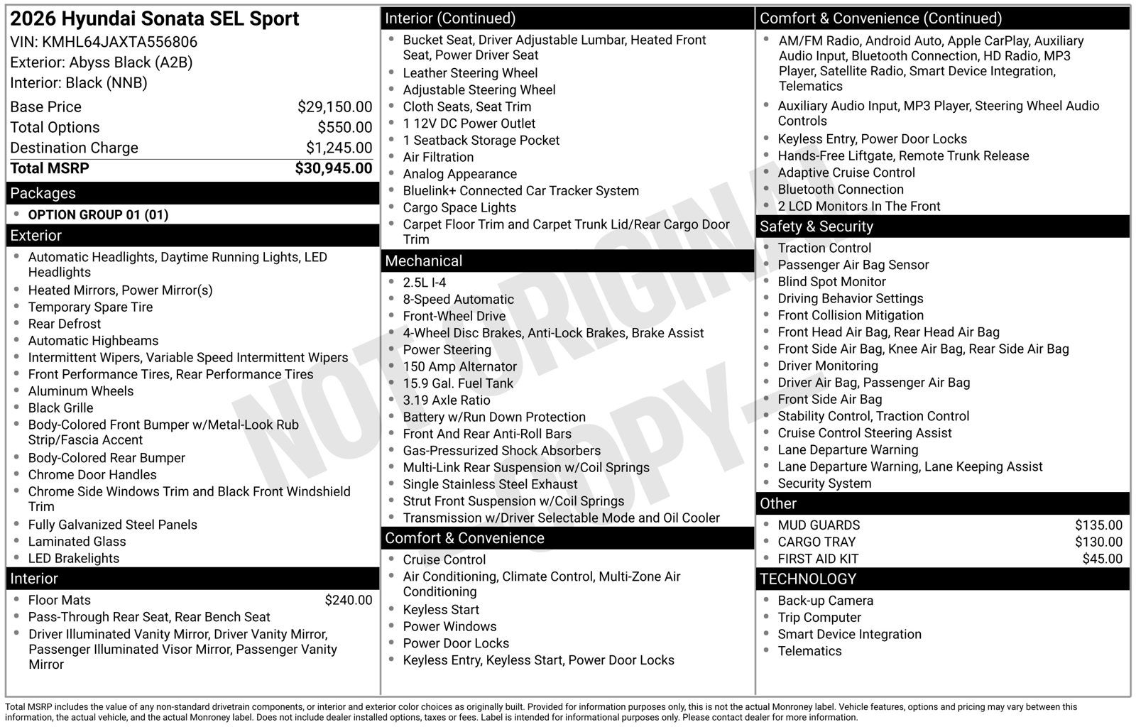 2026 Hyundai SONATA SEL Sport