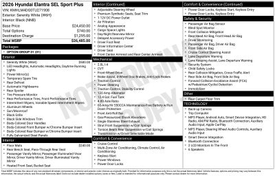 2026 Hyundai ELANTRA SEL Sport