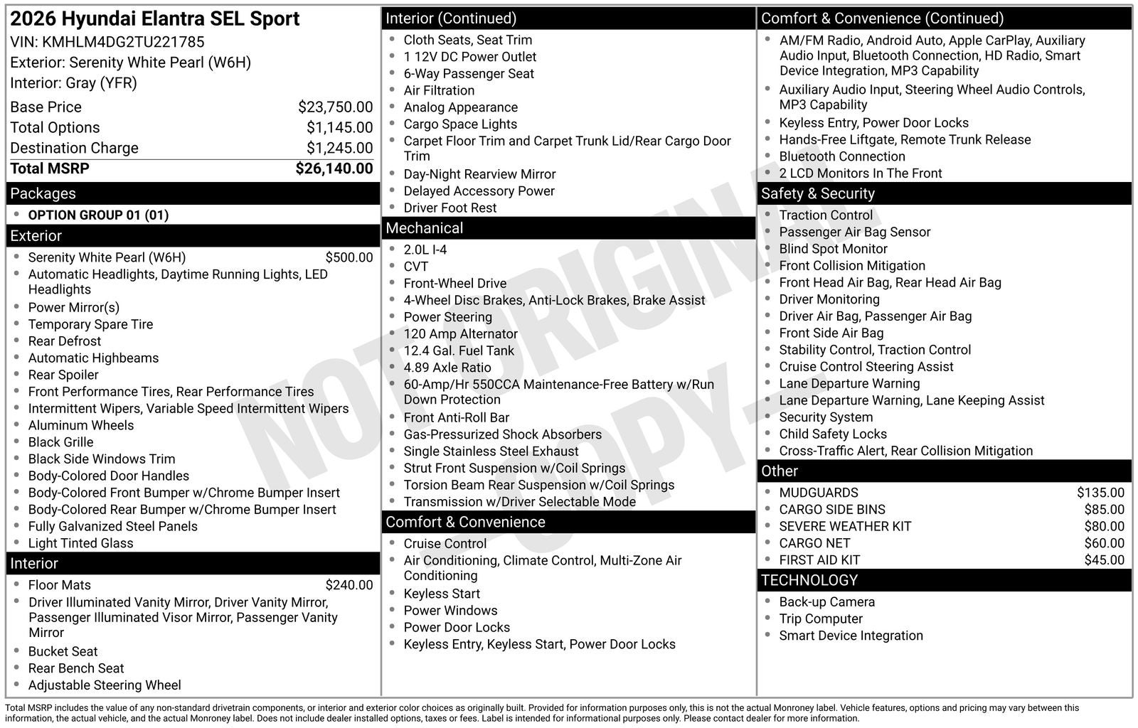 2026 Hyundai Elantra 2.0 SEL Sport IVT's photo