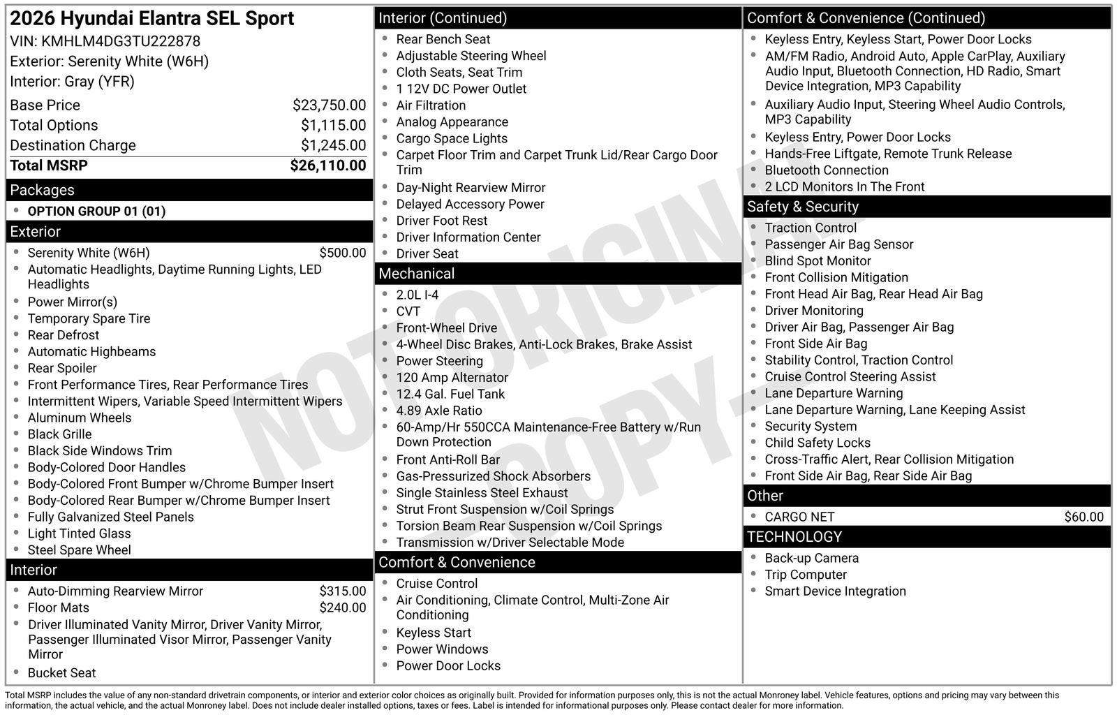 2026 Hyundai Elantra 2.0 SEL Sport IVT's photo