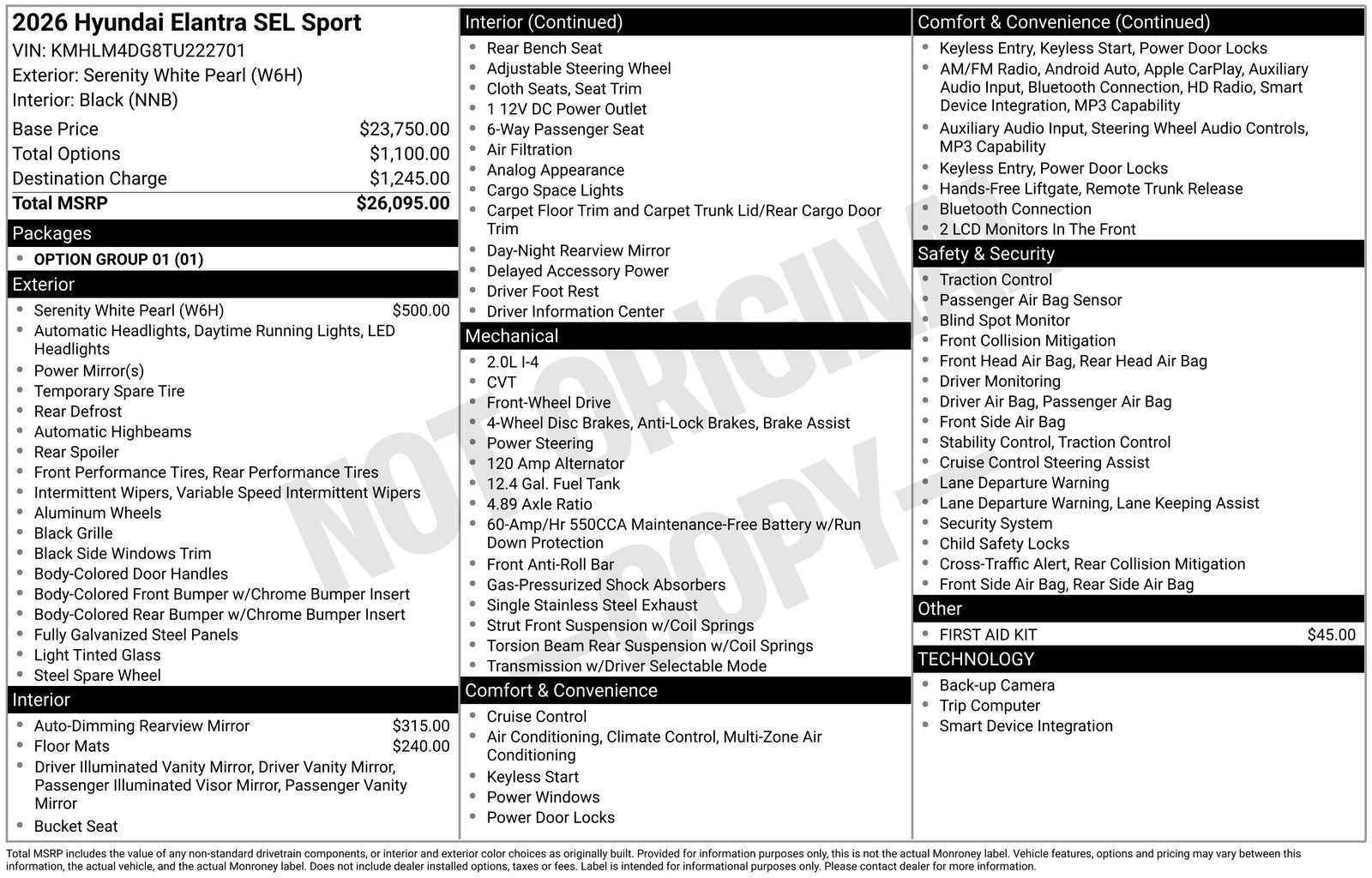 2026 Hyundai Elantra 2.0 SEL Sport IVT's photo