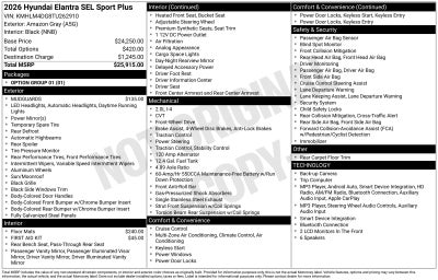 2026 Hyundai ELANTRA SEL Sport