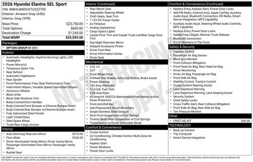 2026 Hyundai ELANTRA SEL Sport