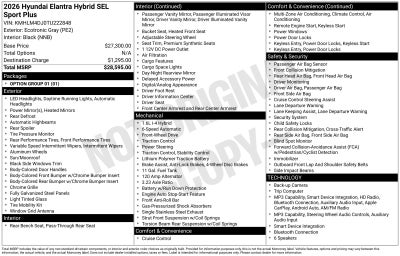 2026 Hyundai ELANTRA HYBRID SEL Sport