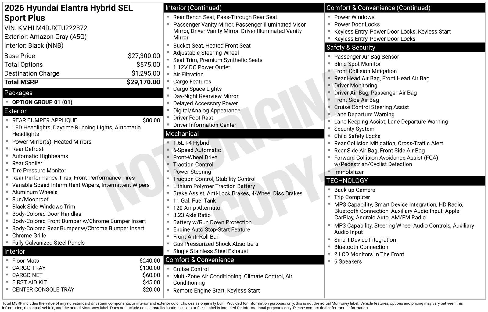 2026 Hyundai ELANTRA HYBRID SEL Sport