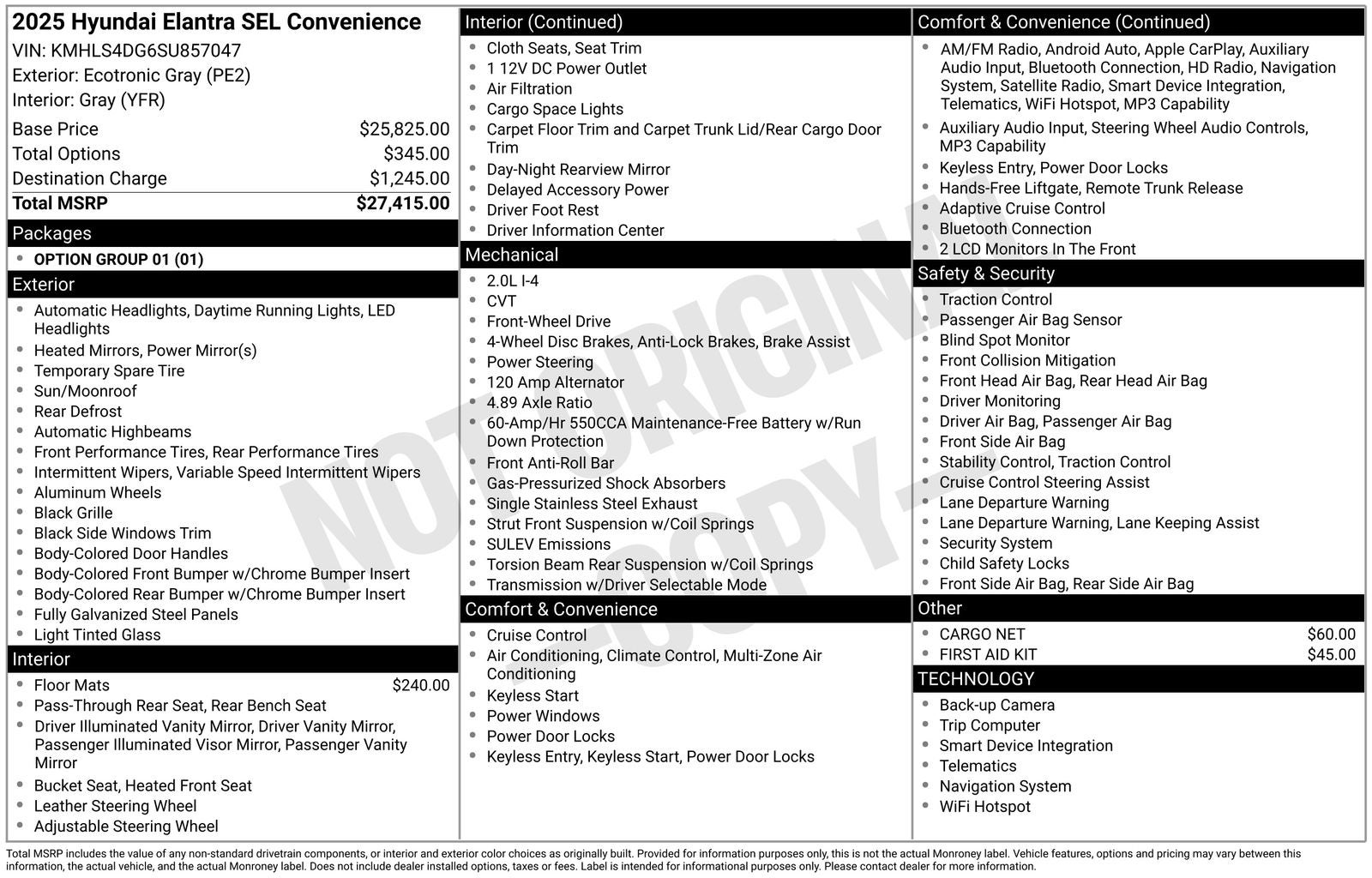 2025 Hyundai ELANTRA SEL Convenience