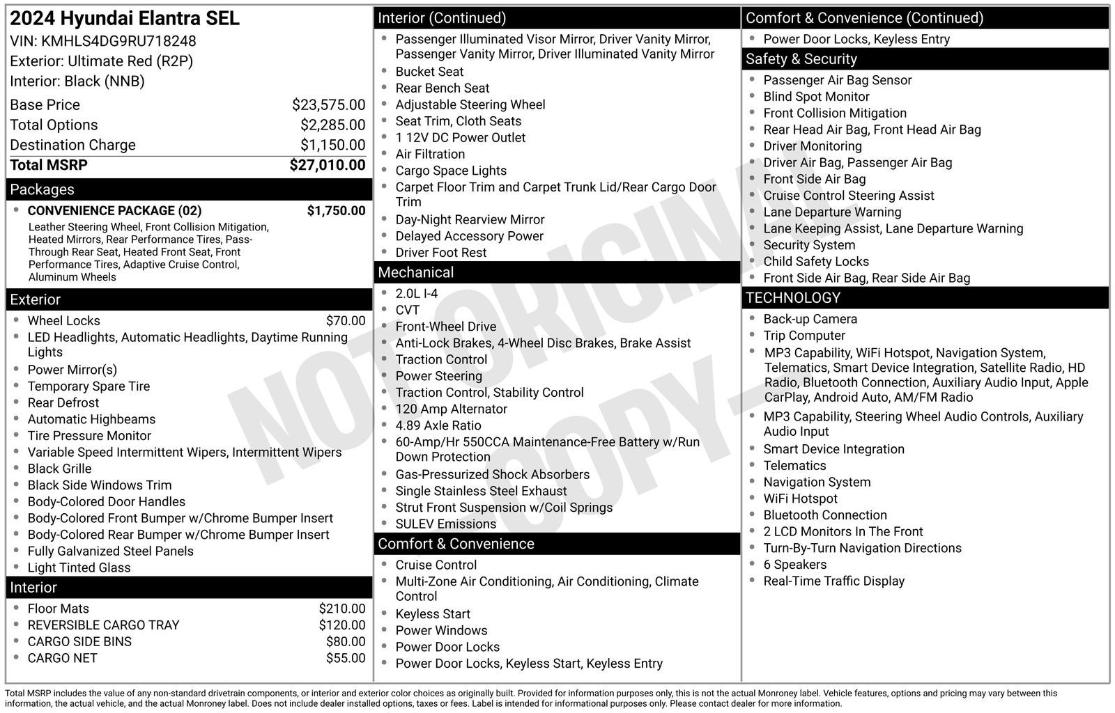 2024 Hyundai ELANTRA SEL Convenience