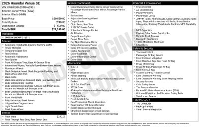 2026 Hyundai VENUE SE