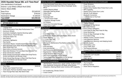 2026 Hyundai VENUE SEL