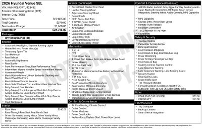2026 Hyundai VENUE SEL