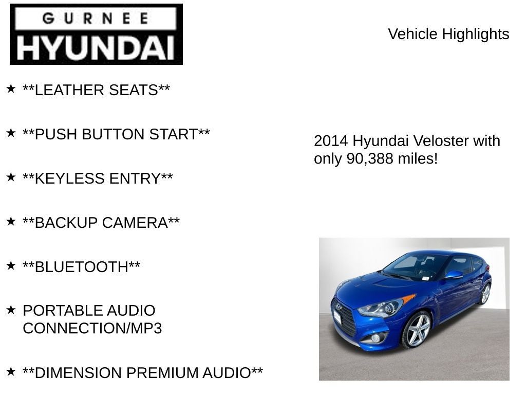 2014 Hyundai VELOSTER Turbo W/Black