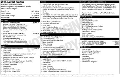 2021 Audi SQ8 4.0T Prestige quattro