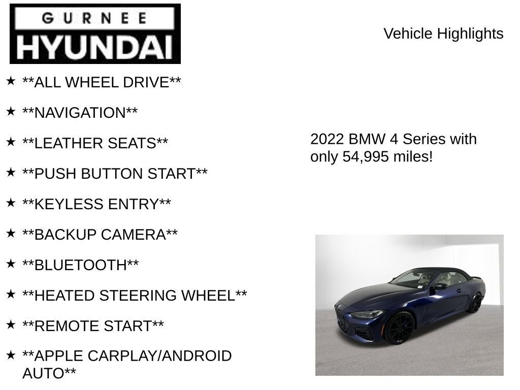 2022 BMW 4 Series M440i xDrive Premium Package