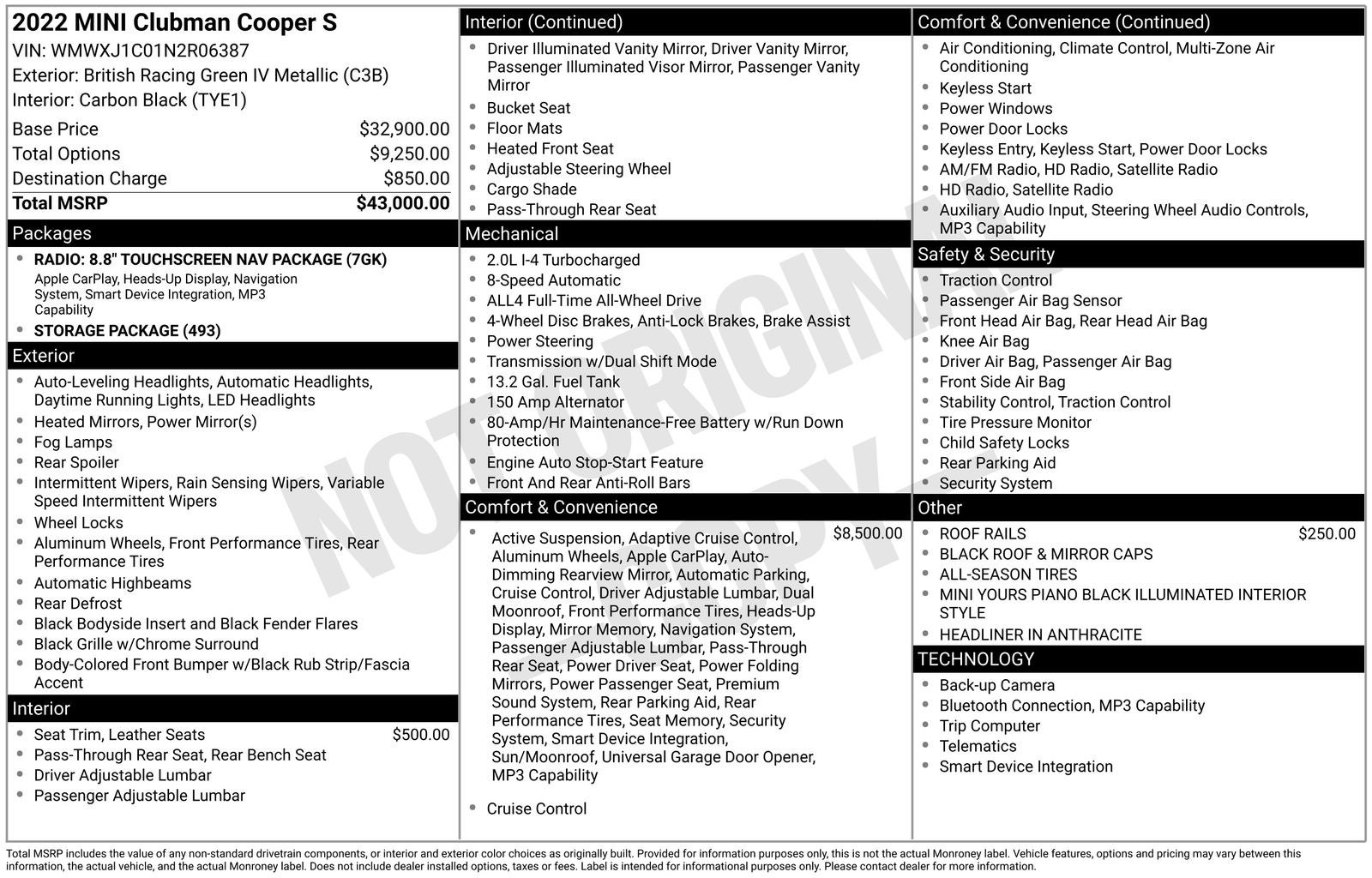 2022 MINI Cooper S Clubman Signature